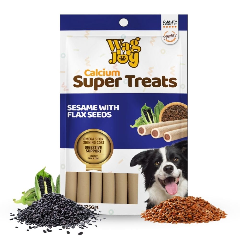 WAG IN JOY Calcium Super Treats Sesame with Flax Seeds Sticks 125 GMS