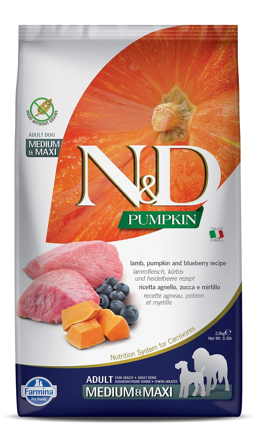  N&D Pumpkin Medium/MaxiLamb Adult  Blueberry & Pumpkin 2.5kg