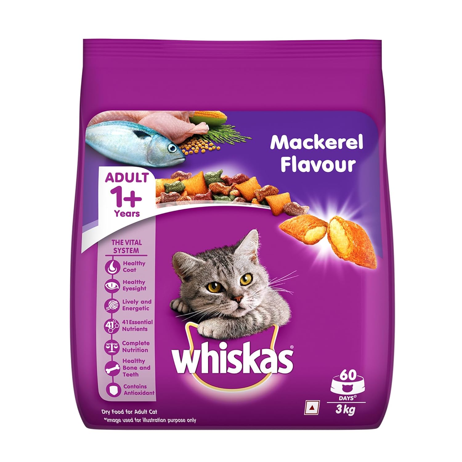 Whiskas Mackerel Flavour Adult , 3 kg